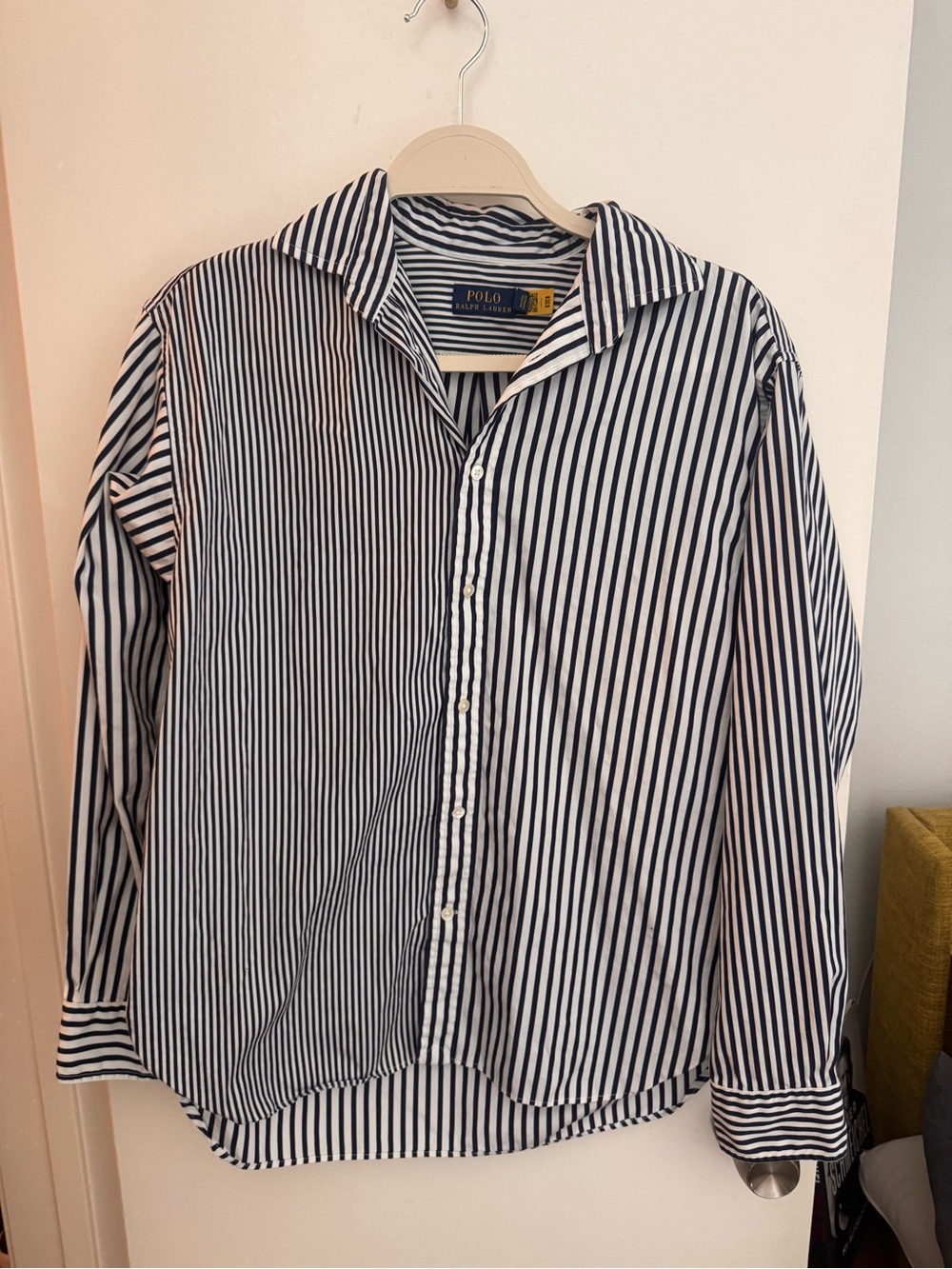 Polo by Ralph Lauren Women’s Navy and White Striped Button-Up Shirt